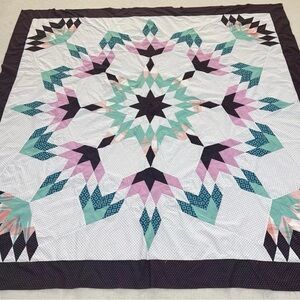 Native American Star Patchwork Cotton Quilt Top/Topper Machine pieced 86x86”